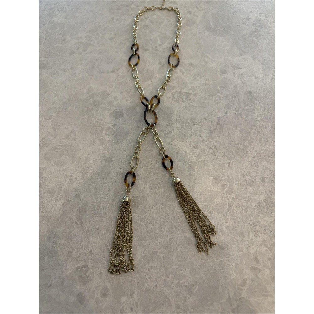 Goldtone Dillard's Animal Tortoise Double Tassel Necklace